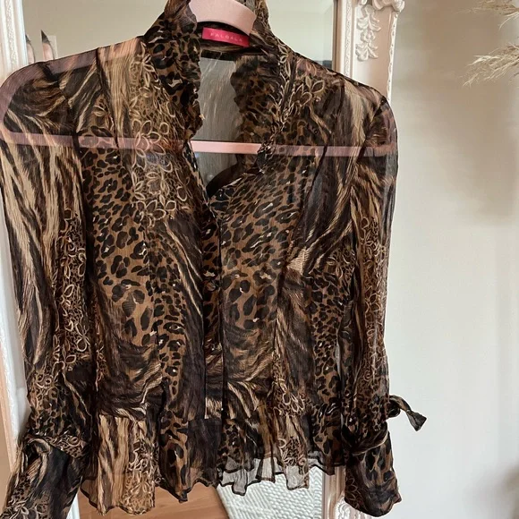 Animal Print Sheer Blouse - Picture 2 of 5